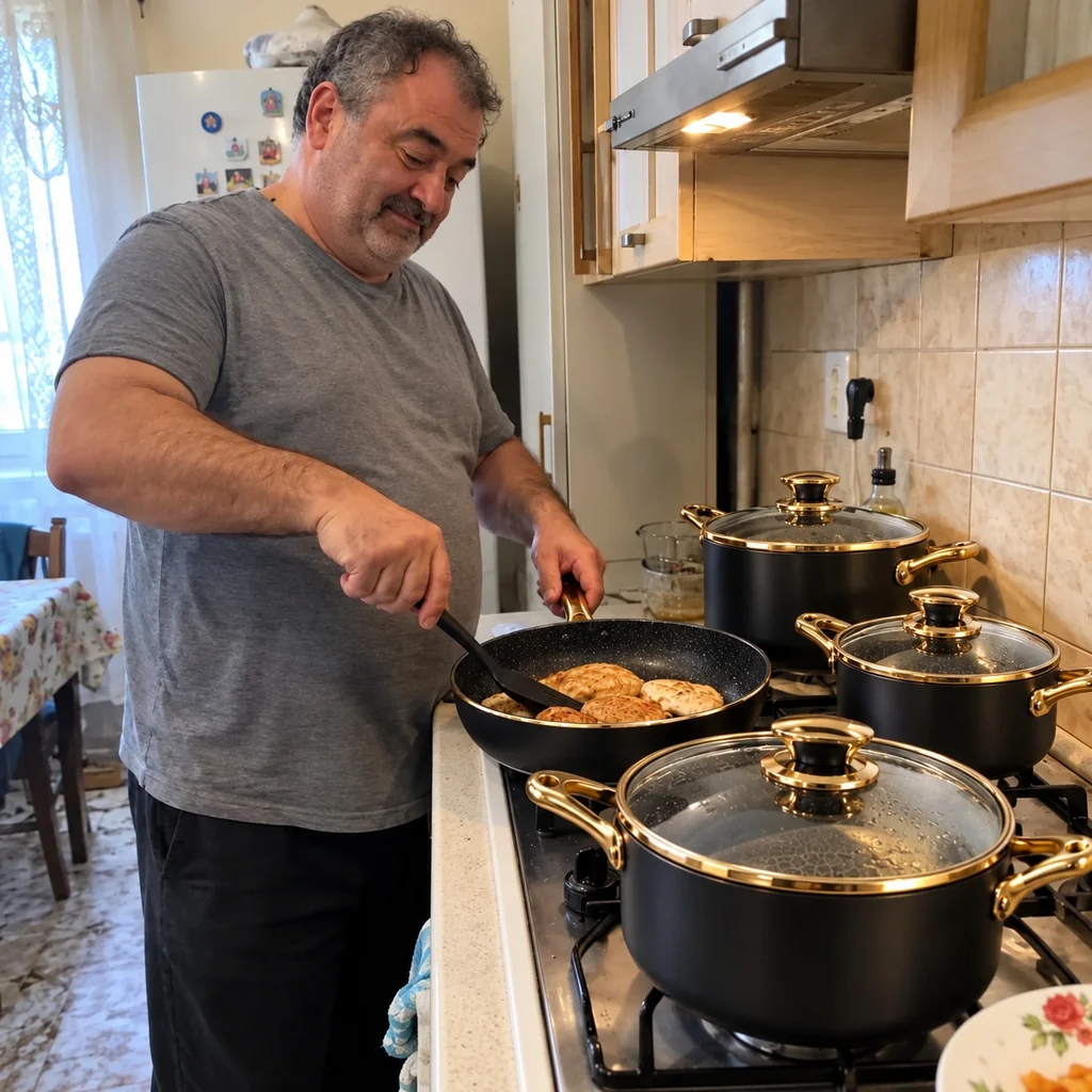 Giancarlo T. gira la frittata nella padella AURELIA™
